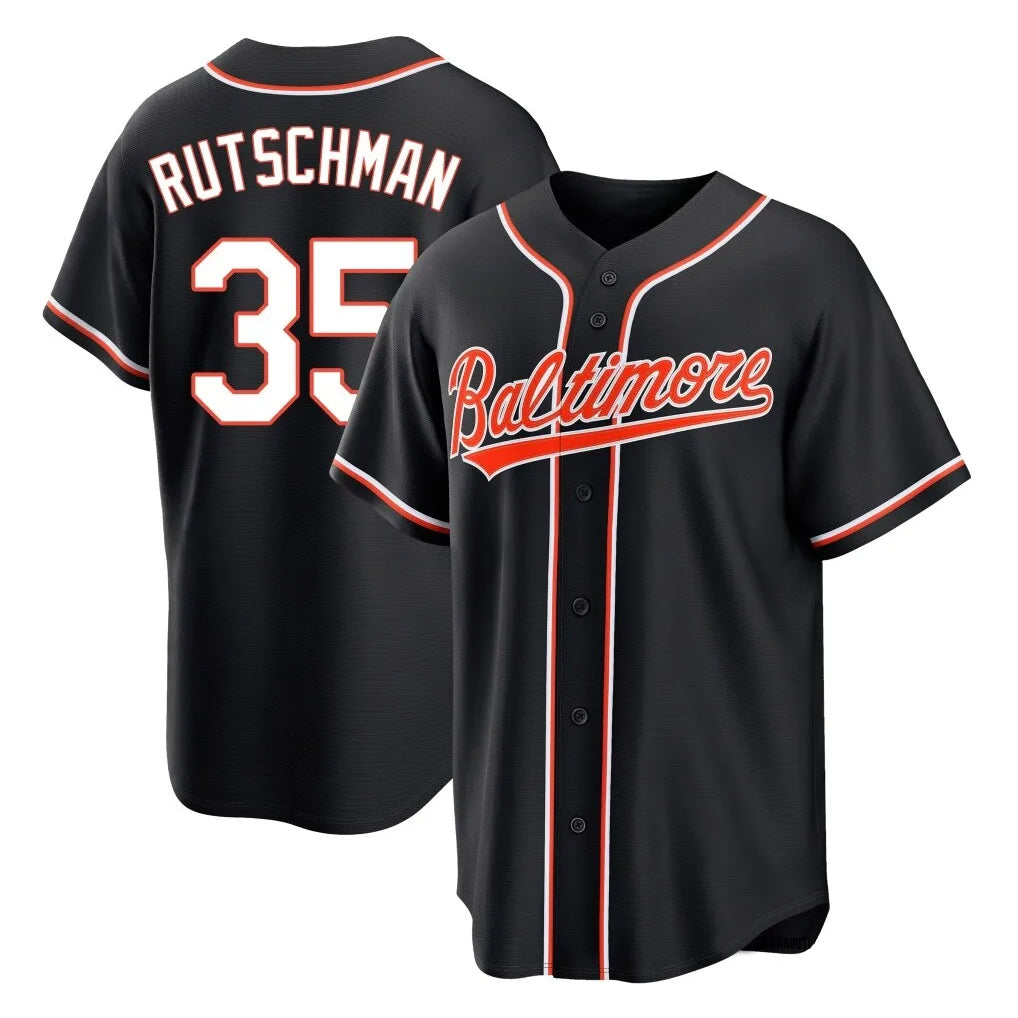 B.Orioles #35 Adley Rutschman Player Black Out Home Game Ldoa Stitched Jerseys