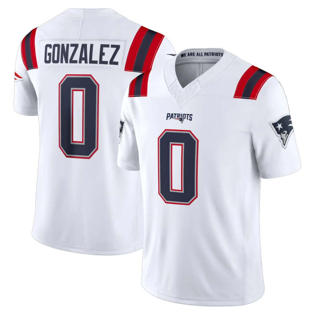 NE.Patriots #0 Christian Gonzalez Player White Limited Vapor F.U.S.E. Home Game Ldoa Stitched Jerseys