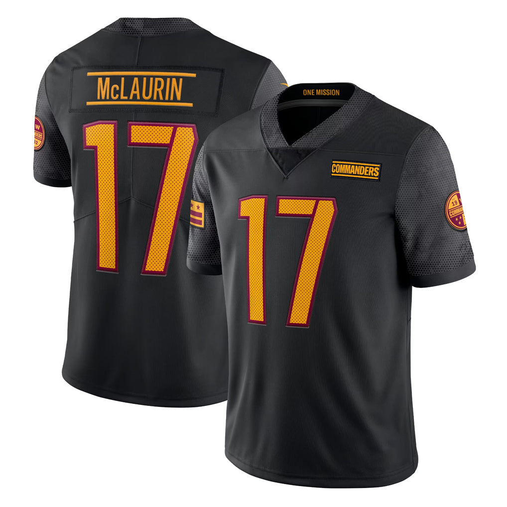 W.Commanders #17 Terry Mclaurin Player Black Vapor Untouchable Home Game Ldoa Stitched Jerseys