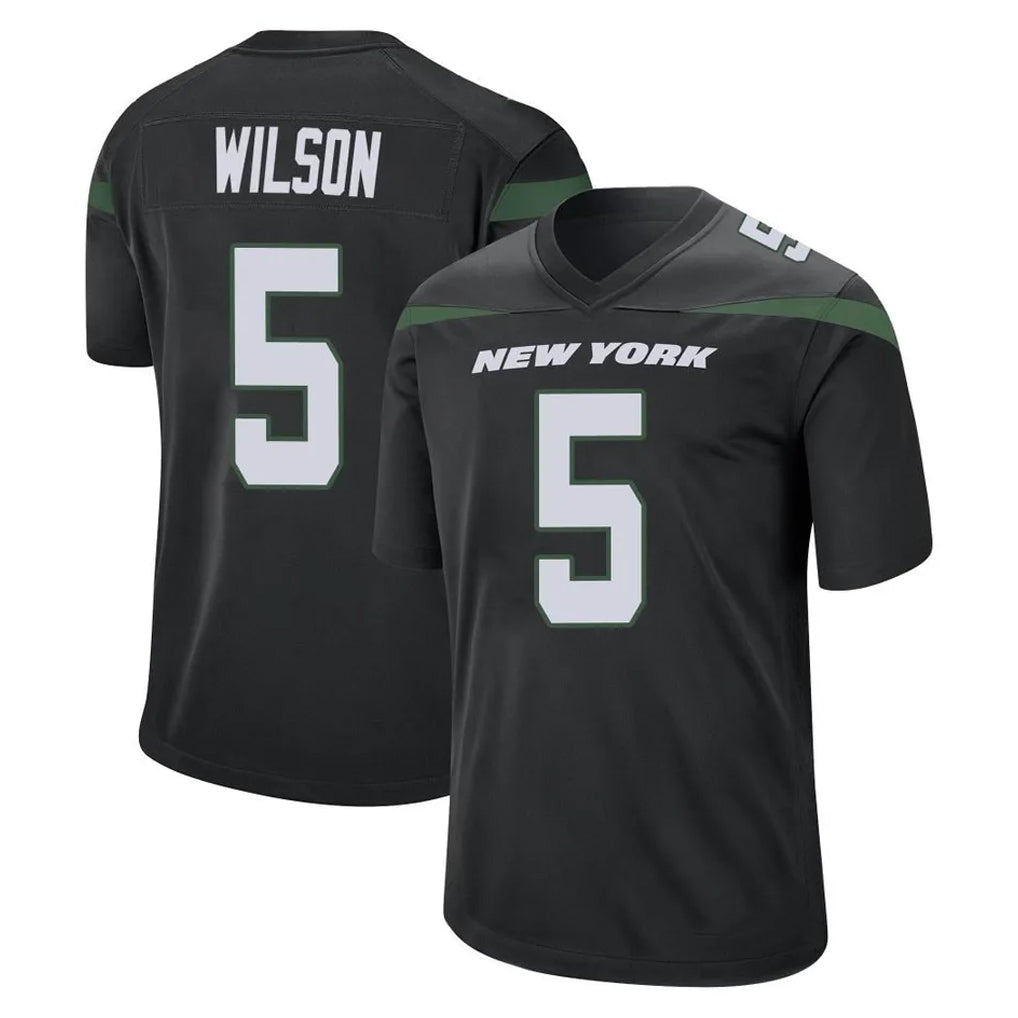 NY.Jets #5 Garrett Wilson Player Stealth Black Home Game Ldoa Stitched Jerseys
