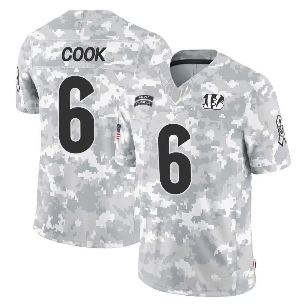 C.Bengals #6 Brian Cook Player Arctic Camo Salute to Service Limited Ldoa Stitched Jerseys