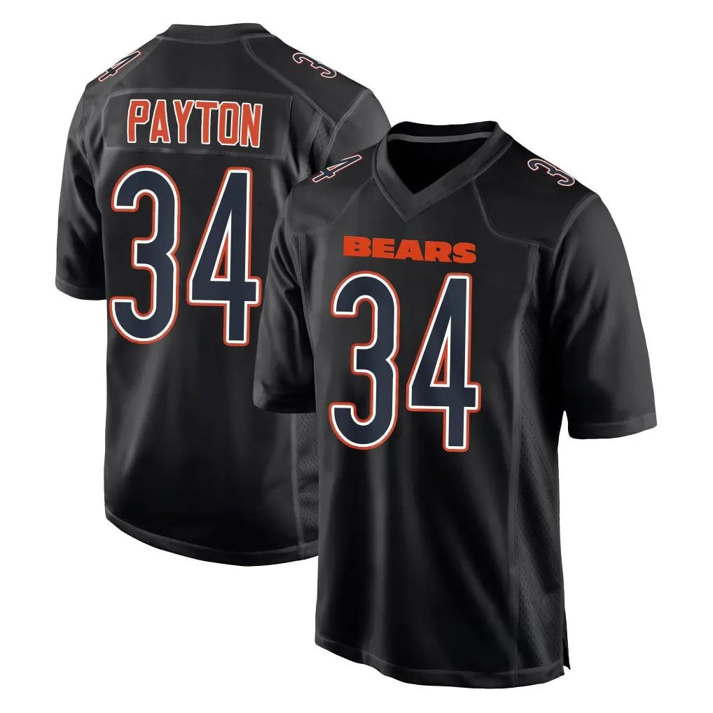 C.Bears #34 Walter Payton Player Carbon Black Fashion Game Ldoa Stitched Jerseys