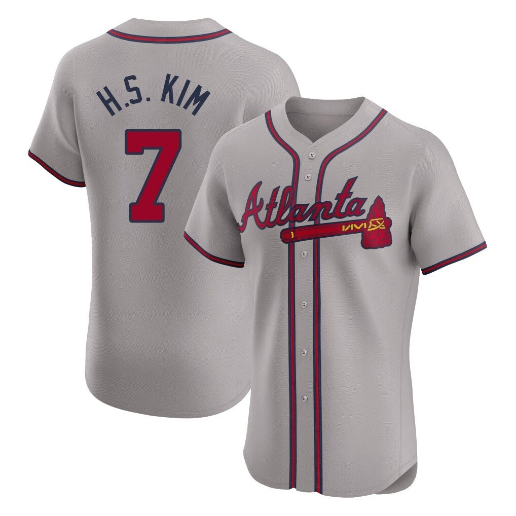 A.Braves #7 Ha-Seong Kim Player Gray Limited Elite Home Game Ldoa Stitched Jerseys