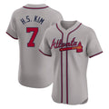 A.Braves #7 Ha-Seong Kim Player Gray Limited Elite Home Game Ldoa Stitched Jerseys