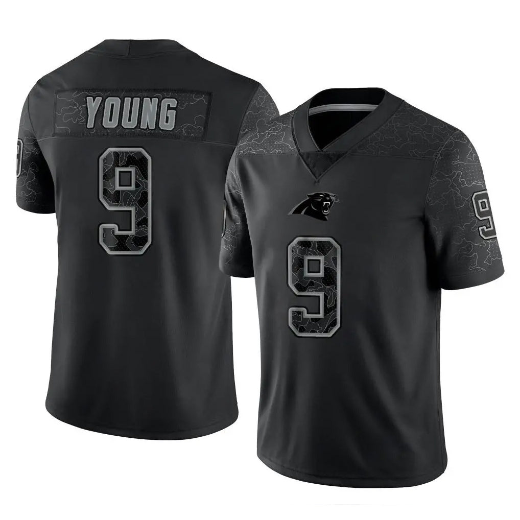 C.Panthers #9 Bryce Young Player Black Limited Reflective Game Ldoa Stitched Jerseys