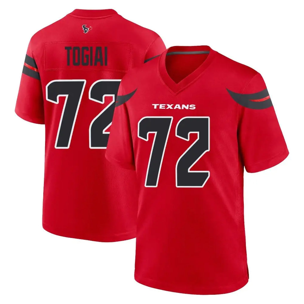 H.Texans #72 Tommy Togiai Player Red Alternate Home Game Ldoa Stitched Jerseys