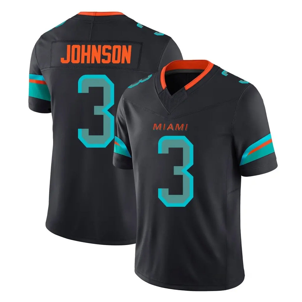 M.Dolphins #3 Chris Johnson Player Black Limited Pitch Rivalries Collection Home Game Ldoa Stitched Jerseys