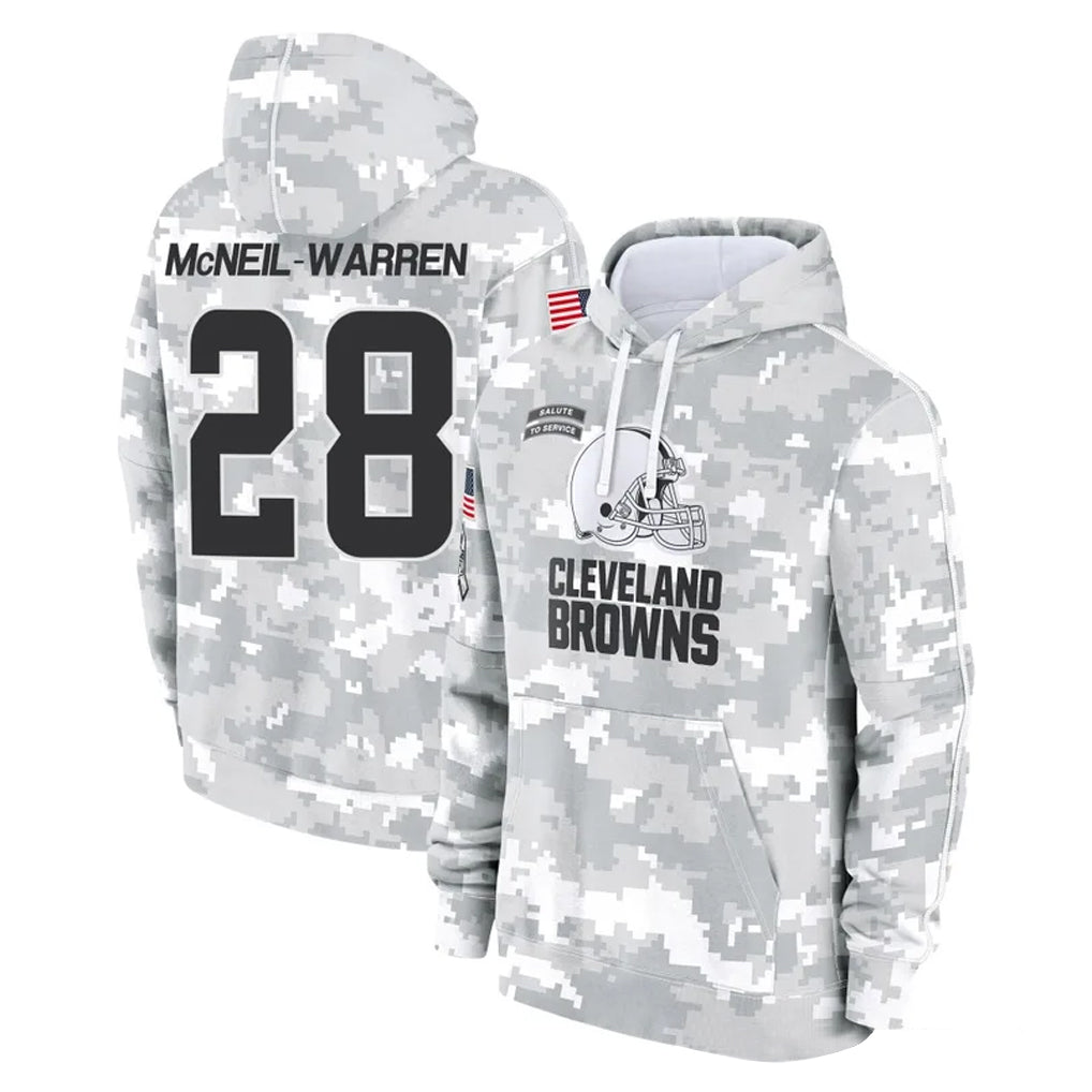 C.Browns #28 Emmanuel McNeil-Warren Player Arctic Camo Salute to Service Hoodies Limited Game Ldoa Stitched Jerseys