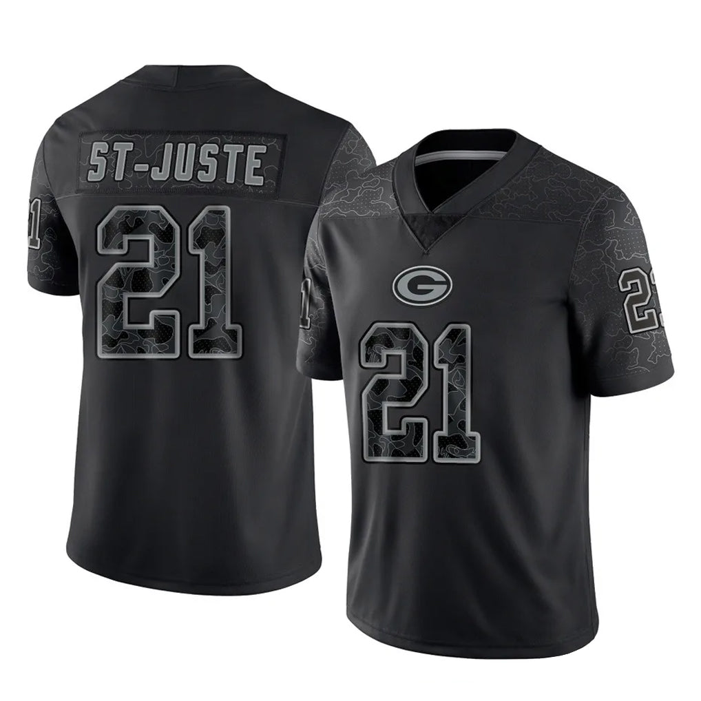 GB.Packers #21 Benjamin St-Juste Player Black Reflective Limited Home Game Ldoa Stitched Jerseys