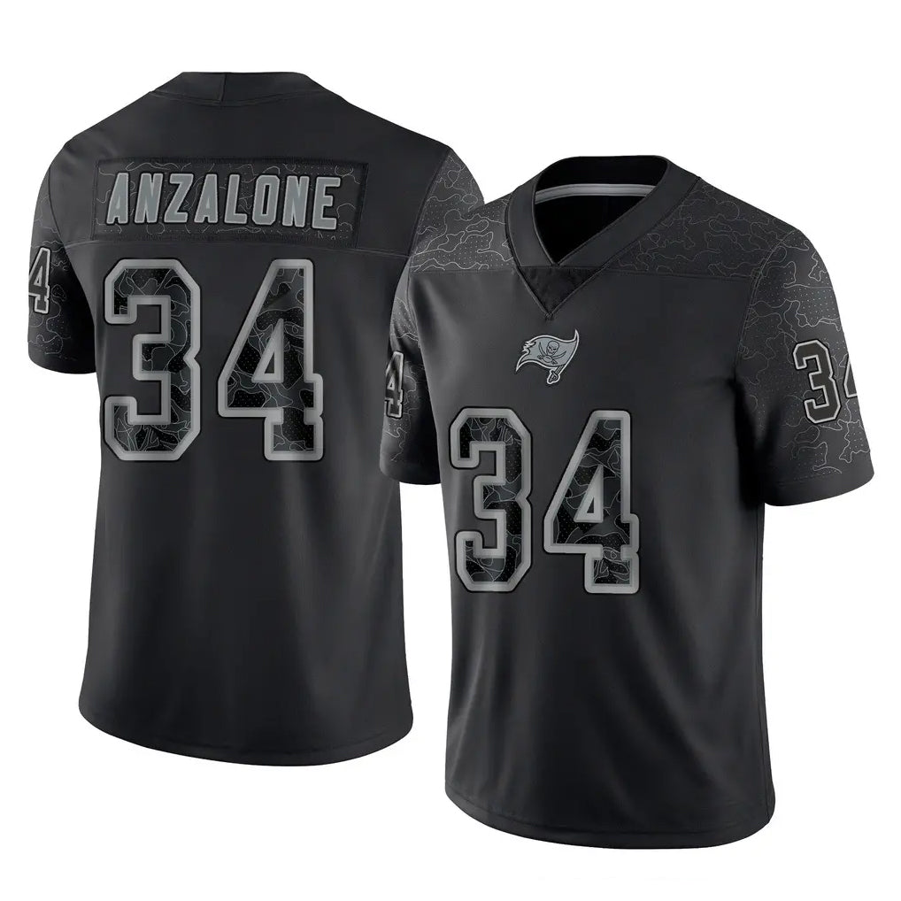 TB.Buccaneers #34 Alex Anzalone Player Black Reflective Limited Home Game Ldoa Stitched Jerseys
