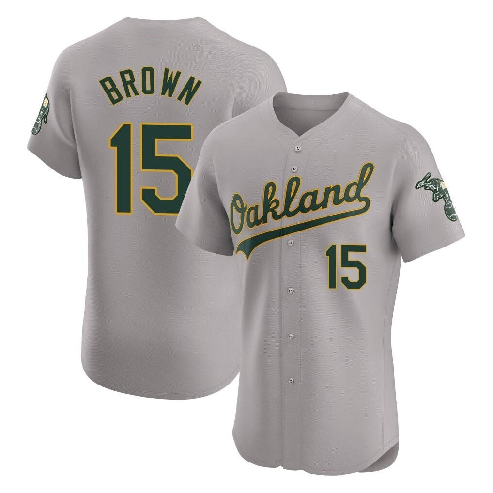 Athletics #15 Seth Brown Player Gray Road Limited Elite Home Game Ldoa Stitched Jerseys