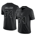 LV.Raiders #74 Kolton Miller Player Black Reflective Limited Game Ldoa Stitched Jerseys