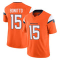 D.Broncos #15 Nik Bonitto Player Orange Vapor F.U.S.E. Limited Home Game Ldoa Stitched Jerseys