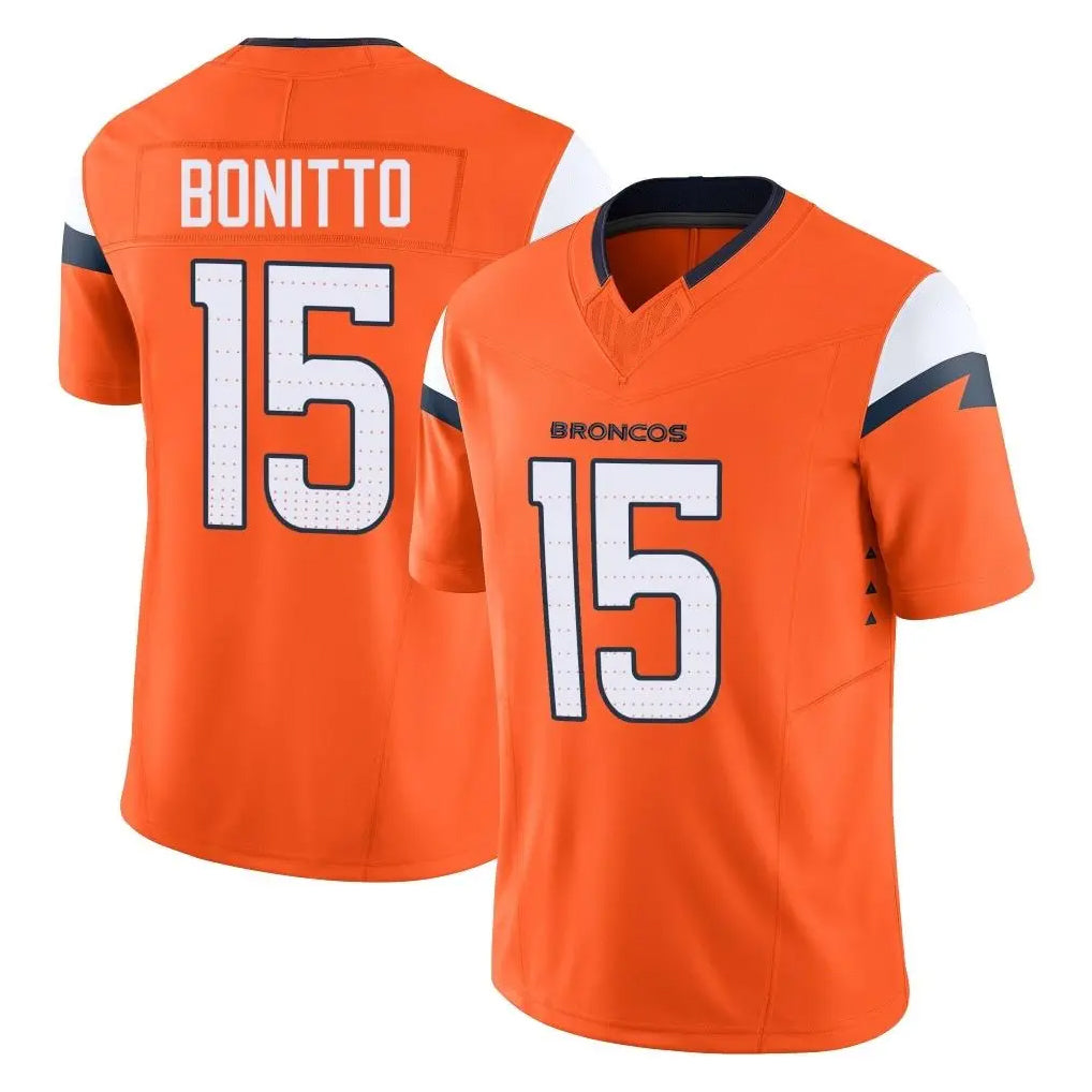 D.Broncos #15 Nik Bonitto Player Orange Vapor F.U.S.E. Limited Home Game Ldoa Stitched Jerseys