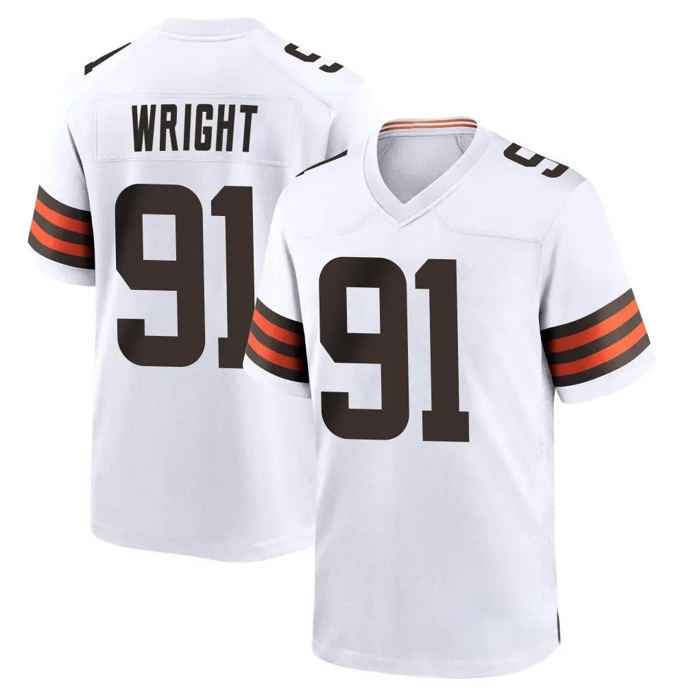 C.Browns #91 Alex Wright Player White Home Game Ldoa Stitched Jerseys