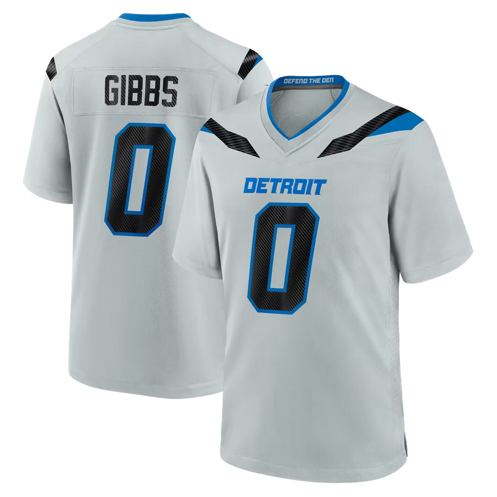 D.Lions #0 Jahmyr Gibbs Player Silver 2026 Rivalries Collection Home Game Ldoa Stitched Jerseys