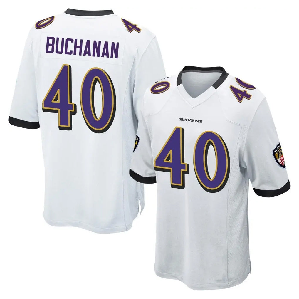 B.Ravens #40 Teddye Buchanan Player White Home Game Ldoa Stitched Jerseys