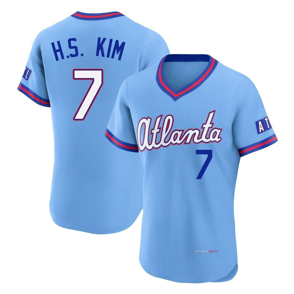 A.Braves #7 Ha-Seong Kim Player Powder Blue 2026 City Connect T-shirt Limited Elite Home Game Ldoa Stitched Jerseys