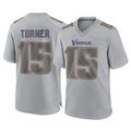 M.Vikings #15 Dallas Turner Player Gray Atmosphere Fashion Home Game Ldoa Stitched Jerseys