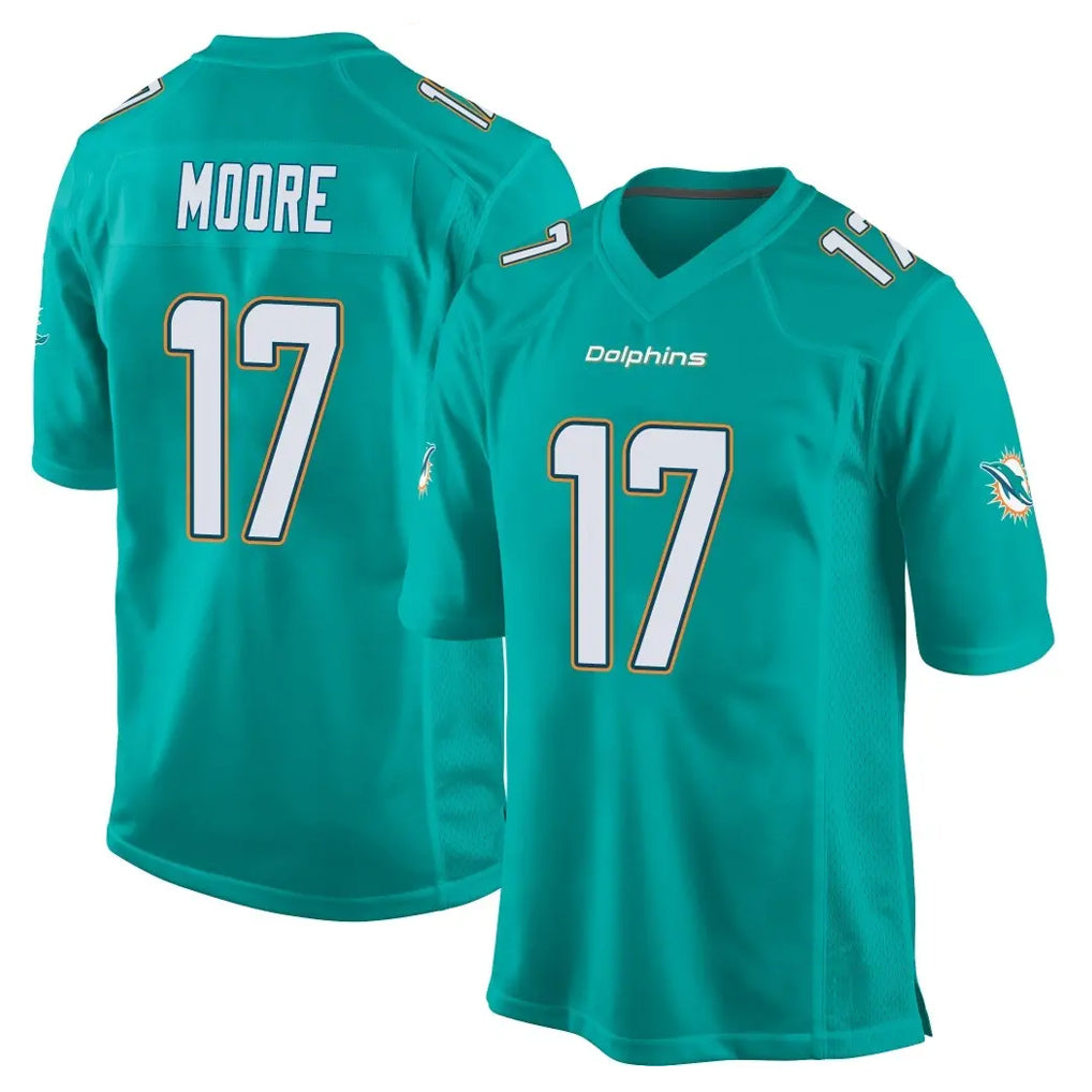 M.Dolphins #17 Trey Moore Player Aqua Team Color Home Game Ldoa Stitched Jerseys