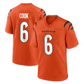 C.Bengals #6 Brian Cook Player Orange Home Game Ldoa Stitched Jerseys