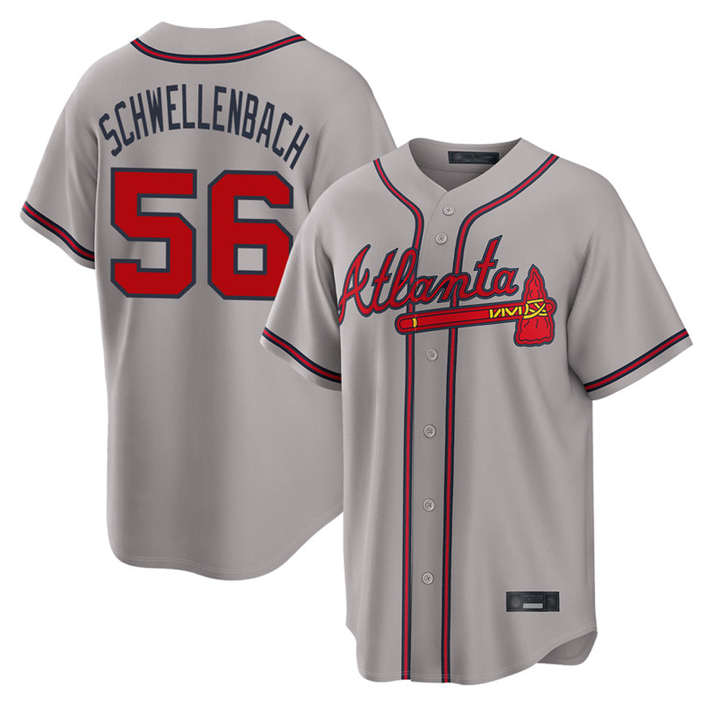 A.Braves #56 Spencer Schwellenbach Player Gray Home Game Ldoa Stitched Jerseys