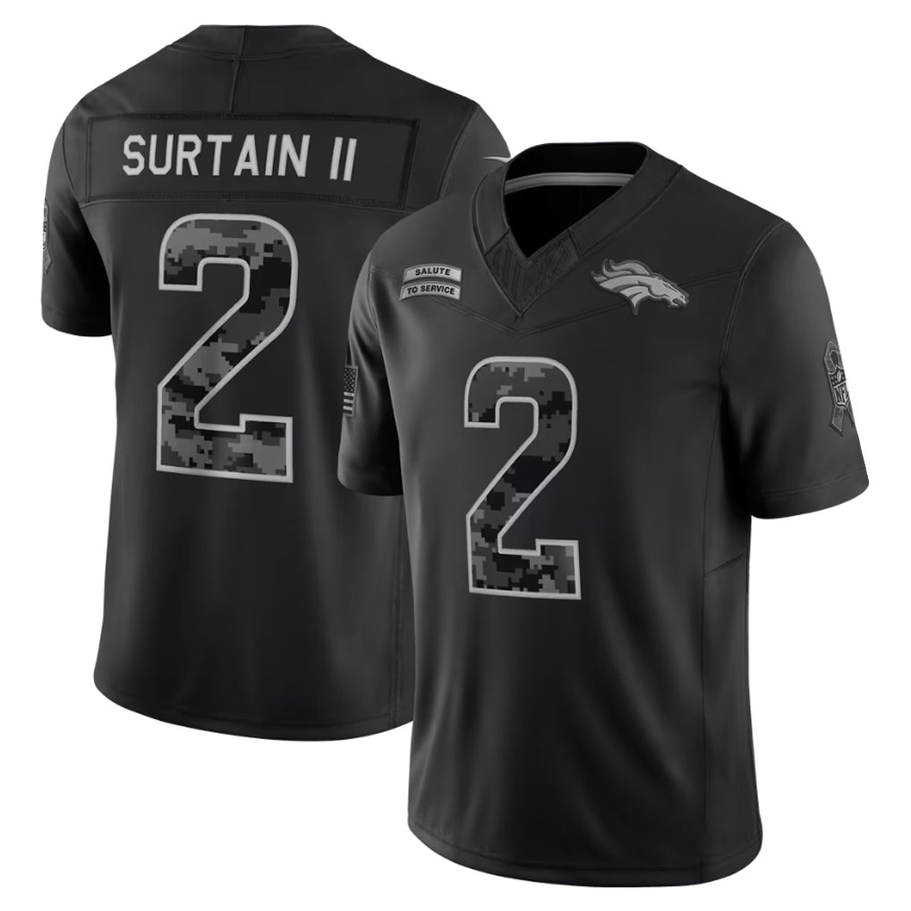 D.Broncos #2 Patrick Surtain II Player Black Limited 2026 Salute to Service Home Game Ldoa Stitched Jerseys
