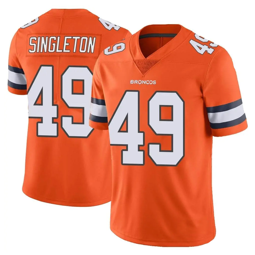 D.Broncos #49 Alex Singleton Player Orange Vapor Untouchable Limited Home Game Ldoa Stitched Jerseys