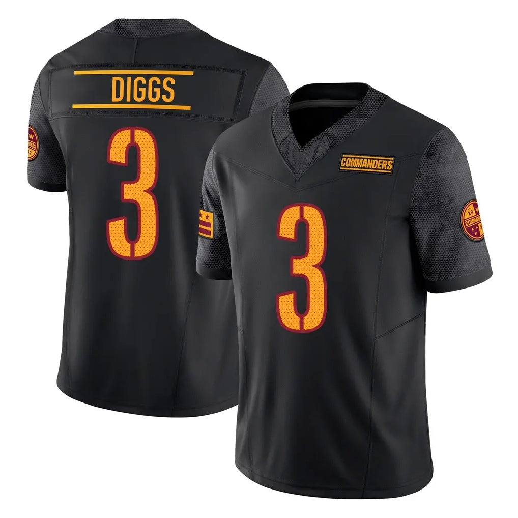 W.Commanders #3 Stefon Diggs Player Black Limited Vapor F.U.S.E. Home Game Ldoa Stitched Jerseys