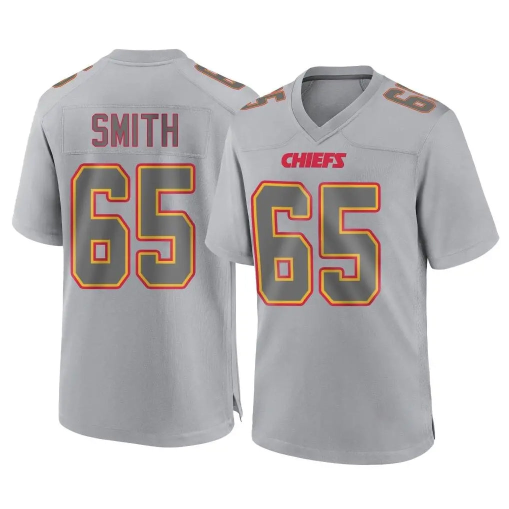 KC.Chiefs #65 Trey Smith Player Gray Atmosphere Fashion Game Ldoa Stitched Jerseys