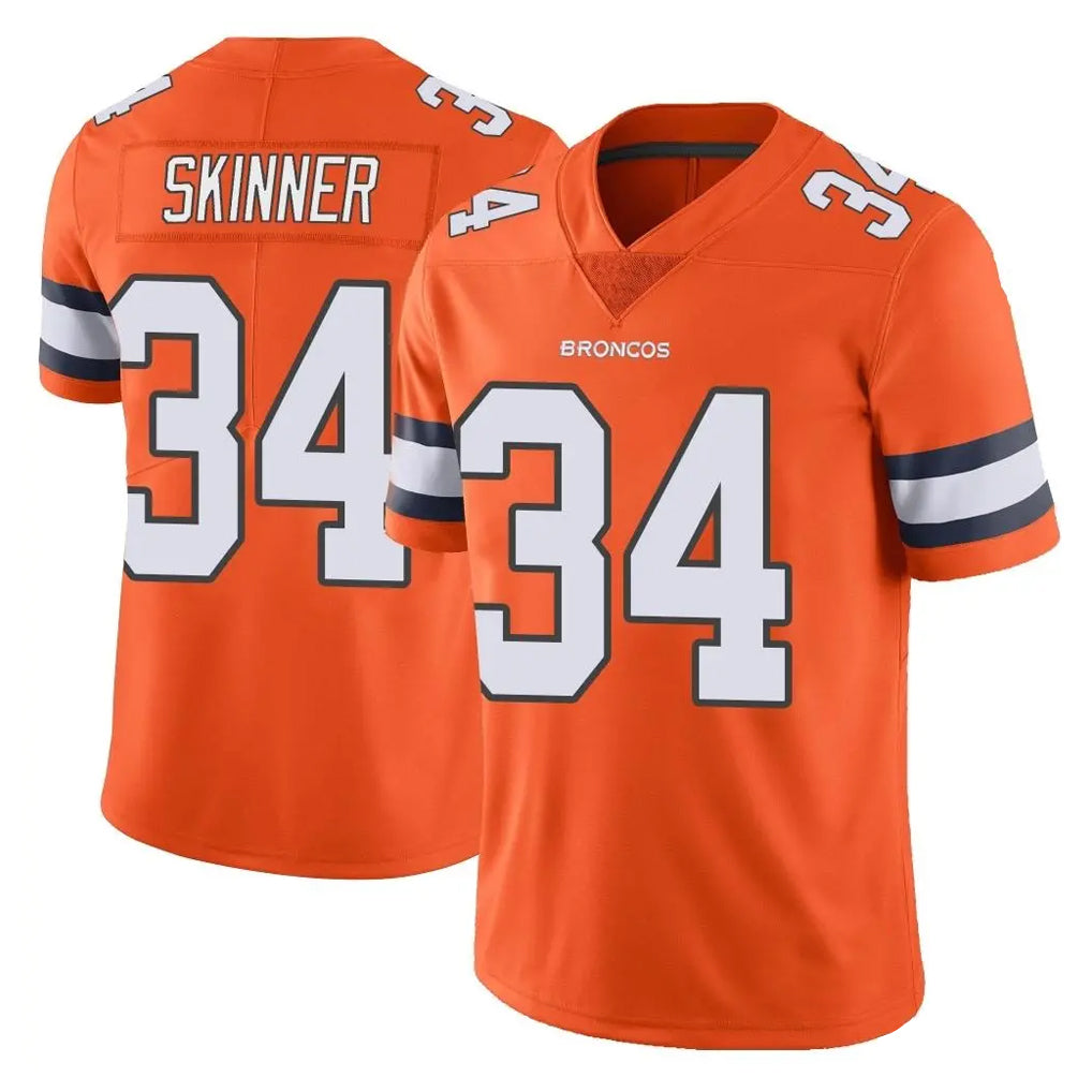 D.Broncos #34 JL Skinner Player Orange Vapor Untouchable Limited Home Game Ldoa Stitched Jerseys