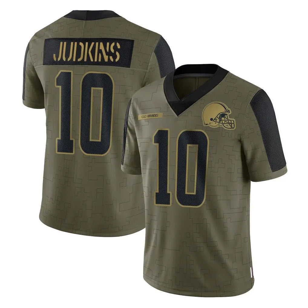 C.Browns #10 Quinshon Judkins Player Olive Salute to Service Limited Home Game Ldoa Stitched Jerseys