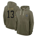D.Cowboys #13 Caleb Downs Player Olive Salute to Service Pullover Hoodies Limited Ldoa Stitched Jerseys