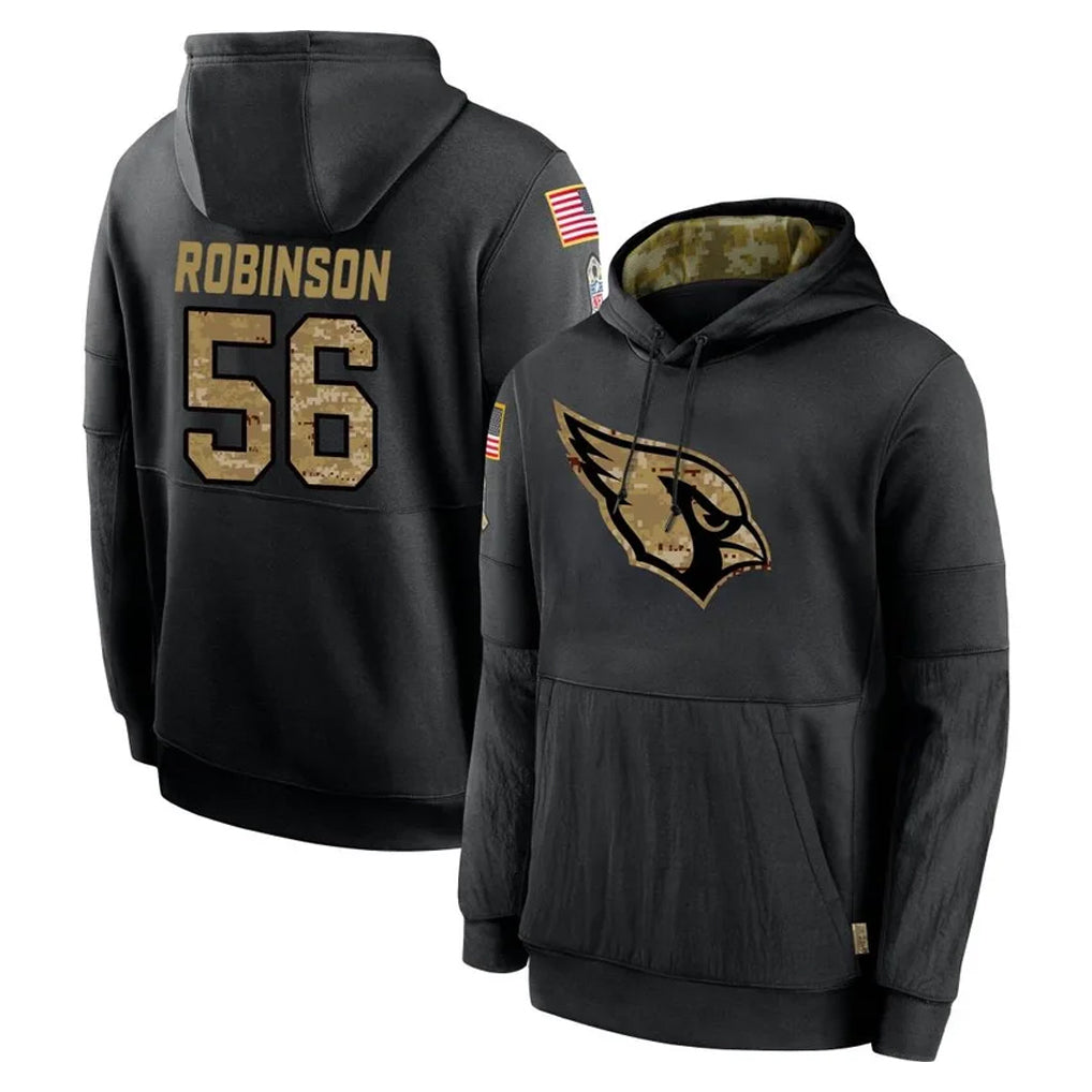 A.Cardinals #56 Darius Robinson Player Black Salute to Service Sideline Performance Pullover Hoodies Home Game Ldoa Stitched Jerseys