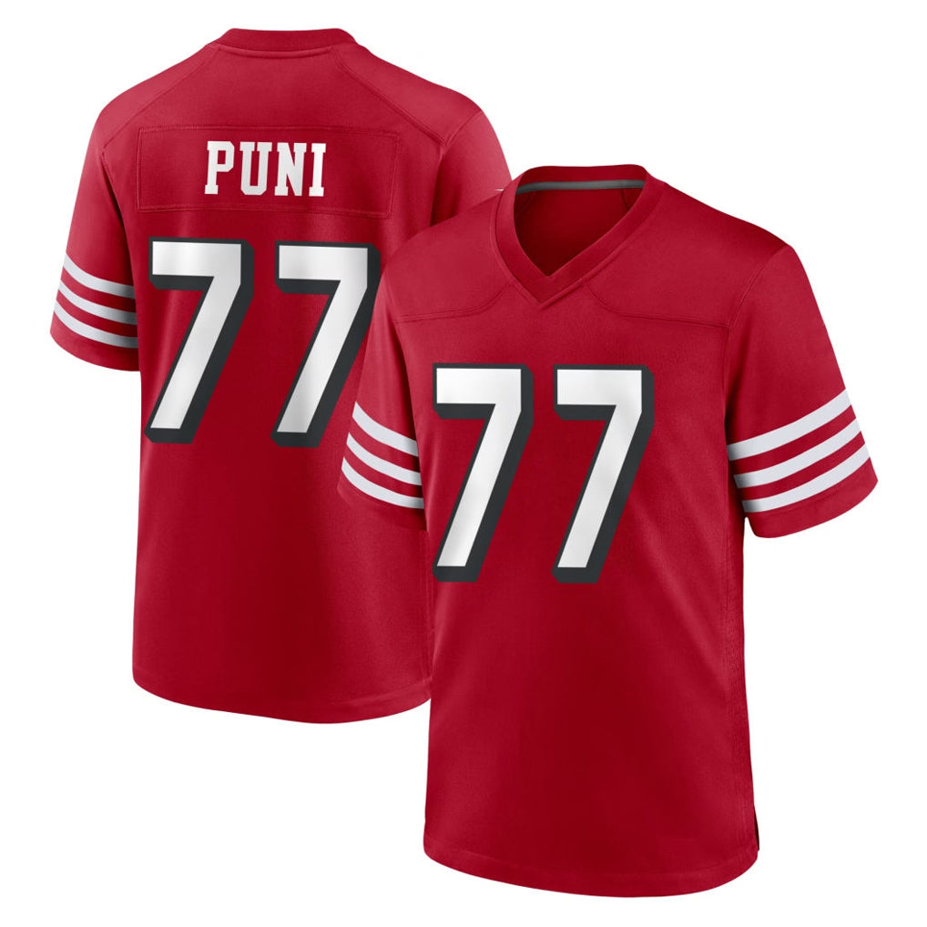 SF.49ers #77 Dominick Puni Player Red Limited Alternate Home Game Ldoa Stitched Jerseys