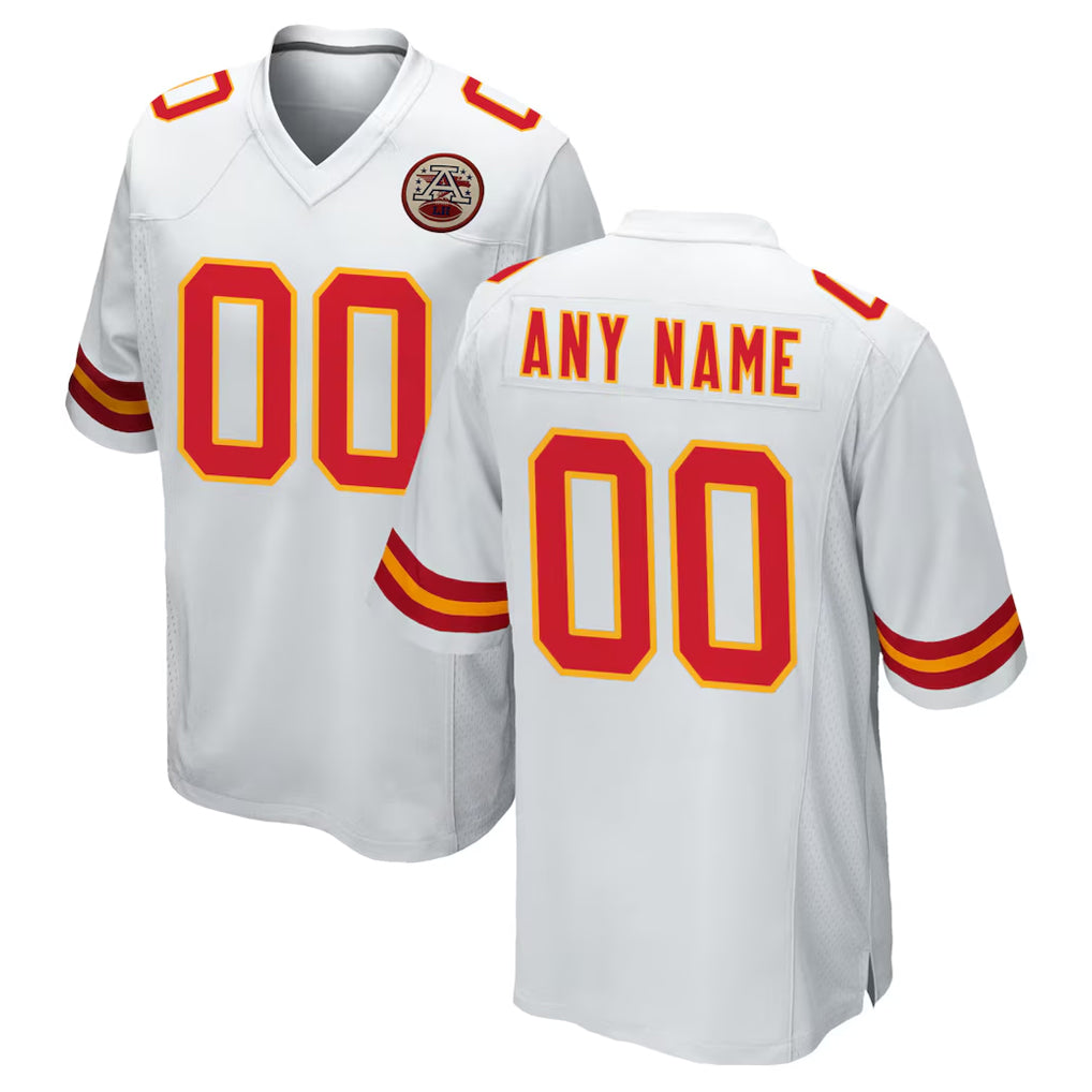 Custom KC.Chiefs White Home Game Any Name & Numbers Ldoa Stitched Jerseys
