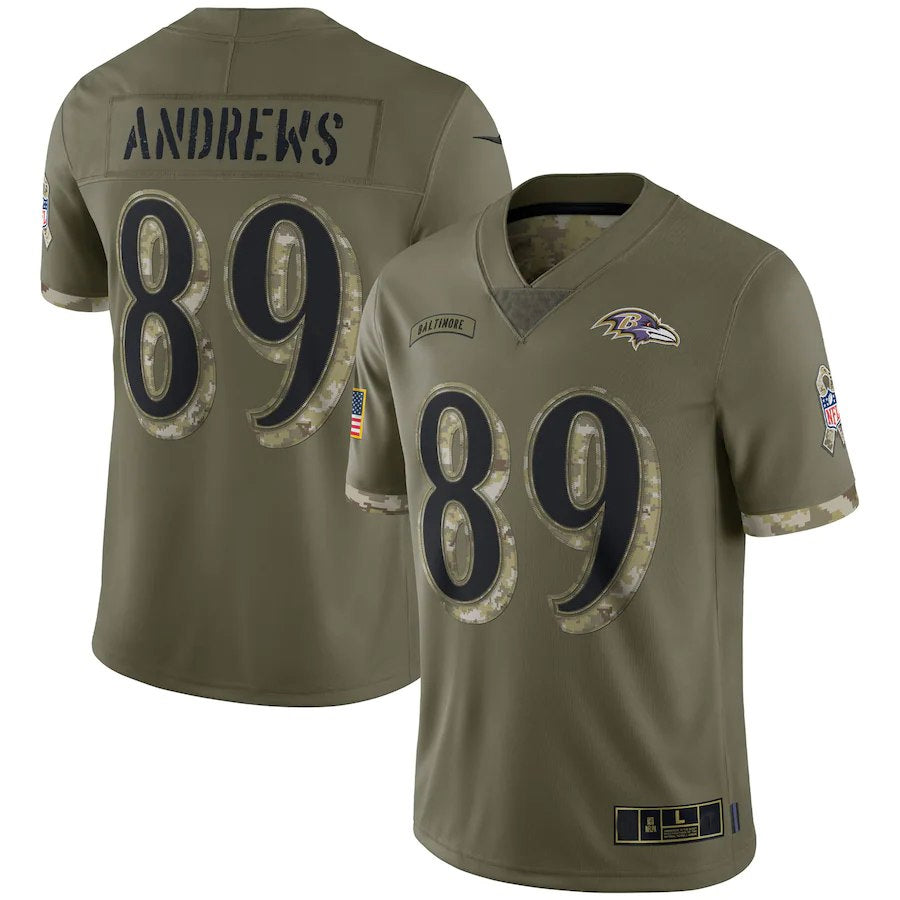 B.Ravens #89 Mark Andrews Player Olive Salute To Service Limited Ldoa Stitched Jerseys
