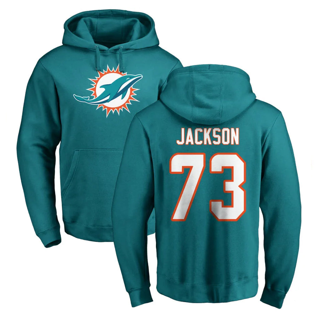 M.Dolphins #73 Austin Jackson Player Aqua LOGO Pullover Hoodies Limited Ldoa Stitched Jerseys
