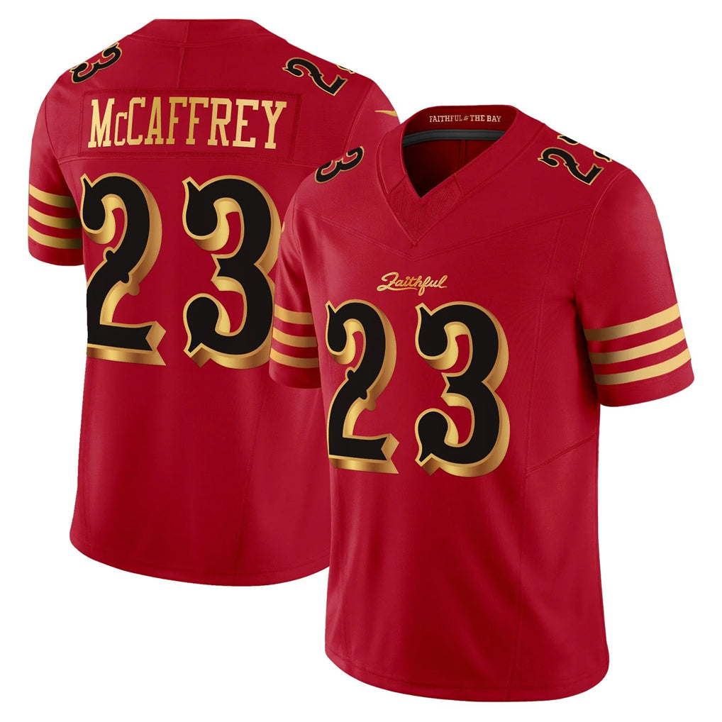 SF.49ers #23 Christian McCaffrey Player Red Rivalries Vapor Limited Home Game Ldoa Stitched Jerseys