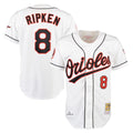 B.Orioles #8 Cal Ripken Player White Mitchell & Ness Home Game Ldoa Stitched Jerseys