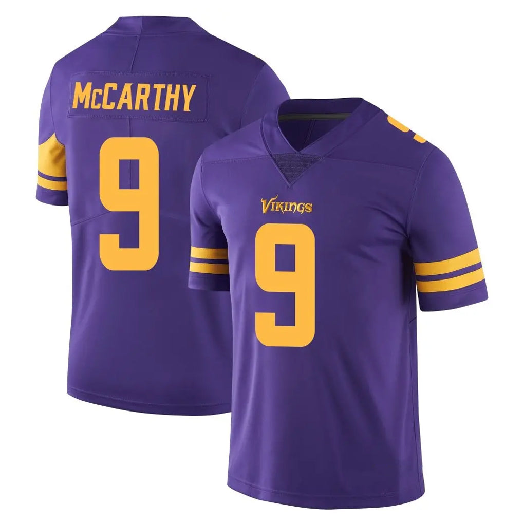 M.Vikings #9 J.J. McCarthy Player Purple Limited Color Rush Home Game Ldoa Stitched Jerseys