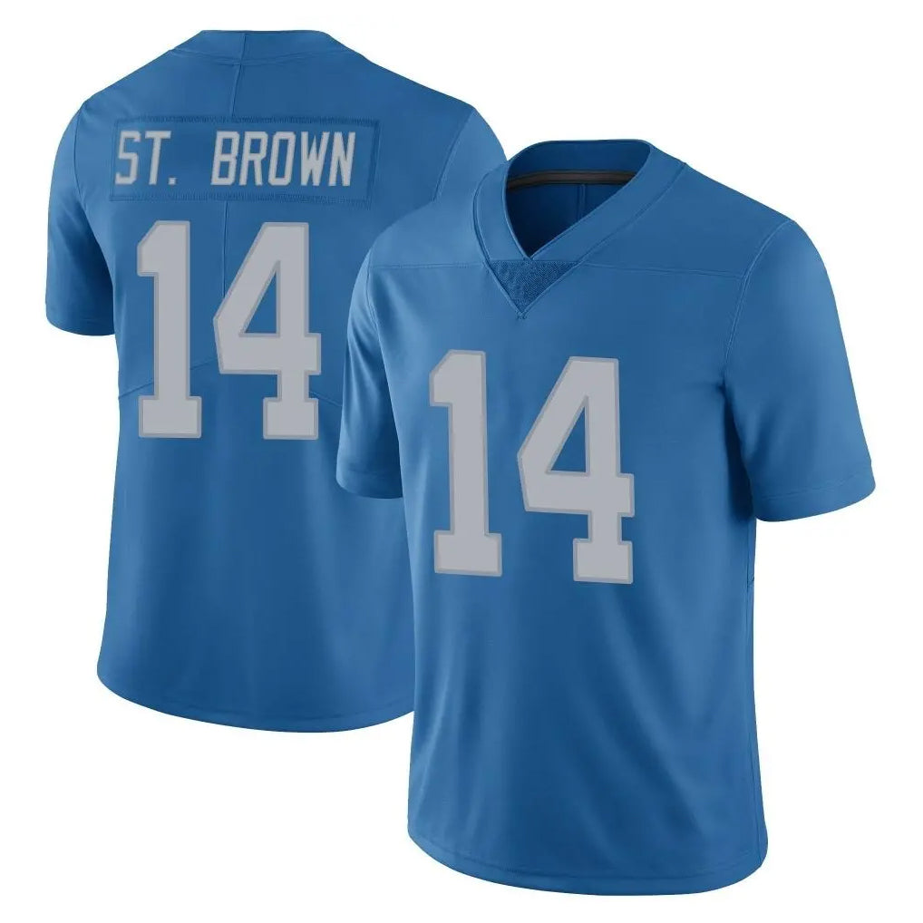 D.Lions #14 Amon-Ra St. Brown Player Blue Limited Throwback Vapor Untouchable Ldoa Stitched Jerseys