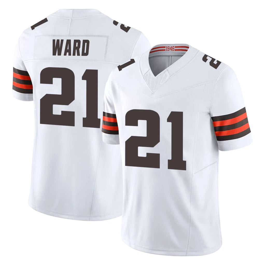C.Browns #21 Denzel Ward Player White Vapor F.U.S.E. Limited Home Game Ldoa Stitched Jerseys