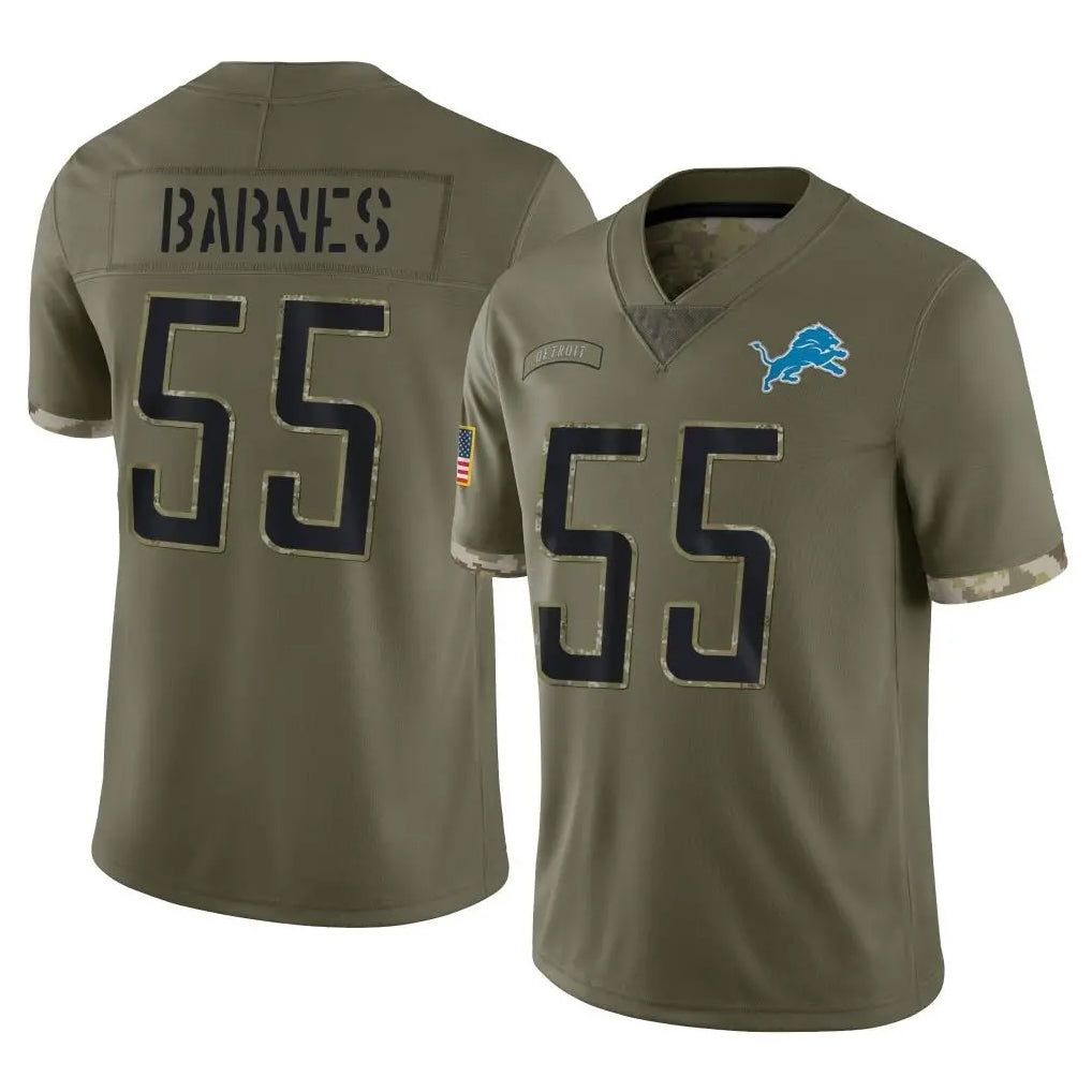 D.Lions #55 Derrick Barnes Player Olive Salute To Service Limited Ldoa Stitched Jerseys