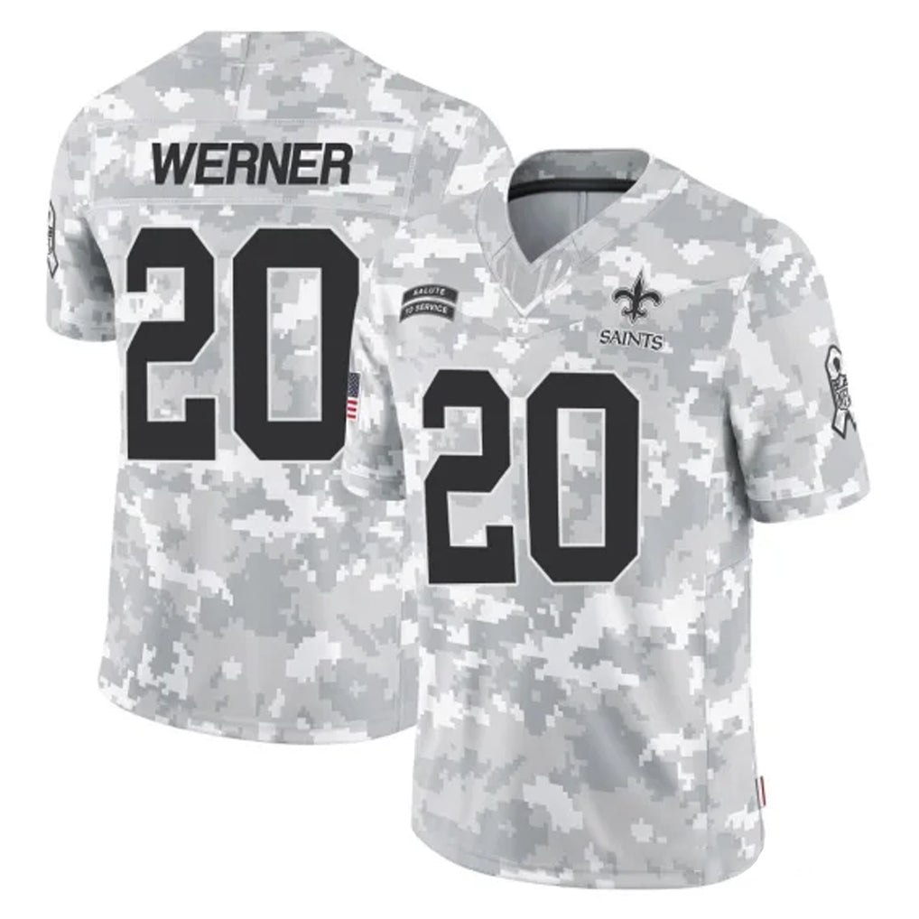 NO.Saints #20 Pete Werner Player Arctic Camo Salute To Service Limited Game Ldoa Stitched Jerseys