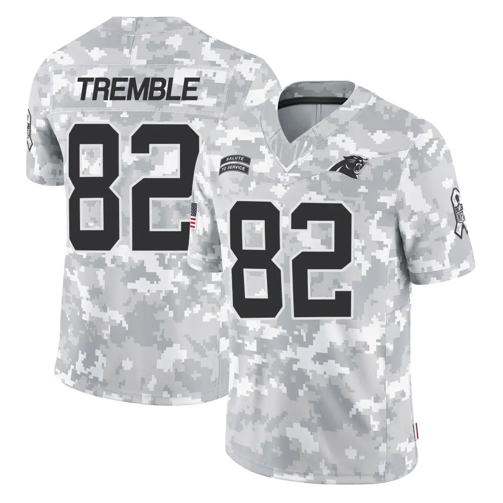 C.Panthers #82 Tommy Tremble Player Arctic Camo Salute to Service Limited Game Ldoa Stitched Jerseys