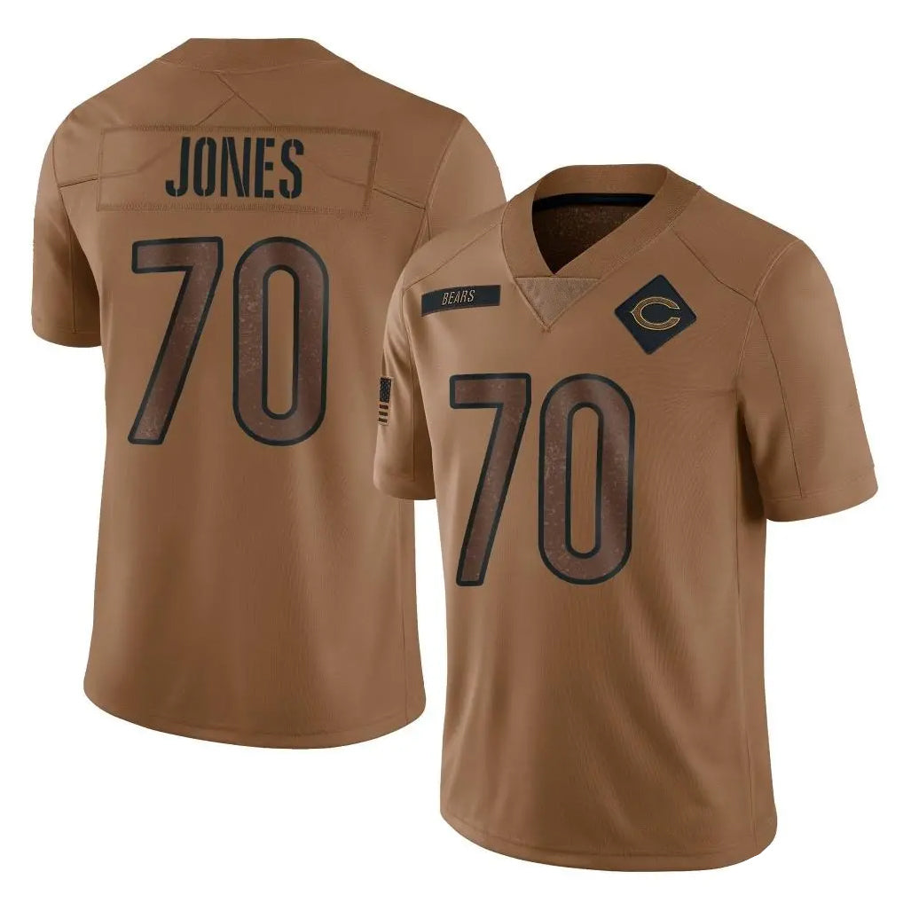 C.Bears #70 Braxton Jones Player Brown Salute to Service Limited Ldoa Stitched Jerseys