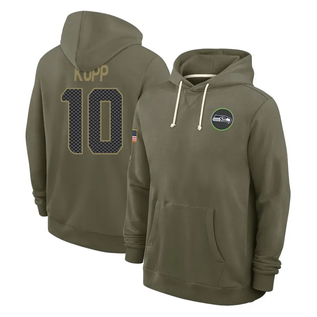 S.Seahawks #10 Cooper Kupp Player Olive Salute to Service Pullover Hoodies Limited Ldoa Stitched Jerseys