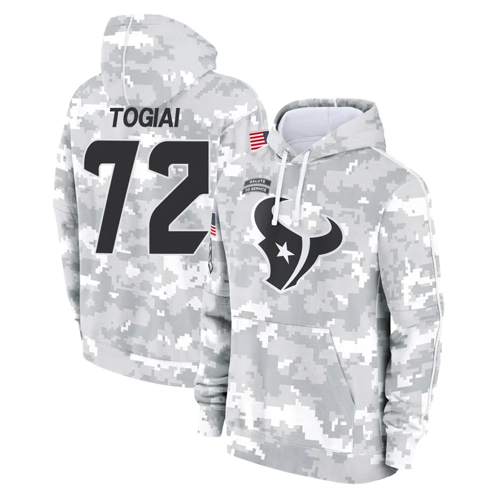 H.Texans #72 Tommy Togiai Player Arctic Camo Salute to Service Hoodies Limited Game Ldoa Stitched Jerseys