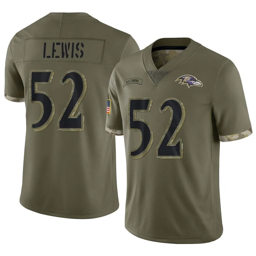 B.Ravens #52 Ray Lewis Player Olive Salute To Service Ldoa Stitched Jerseys